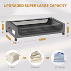 Large Under Bed Storage with Wheels, Under Bed Storage Containers, Under Bed Shoe Storage Organizer, Rolling Underbed Storage Containers for Bedroom Clothes Shoes Blankets, 2 Pack, Grey