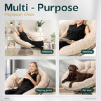 Bme 40" Ergonomic Wicker Papasan Chair with Soft Thick Density Fabric Cushion, High Capacity Steel Frame, 360 Degree Swivel for Living, Bedroom, Reading Room, Lounge, Sepia Sand - Brown Base
