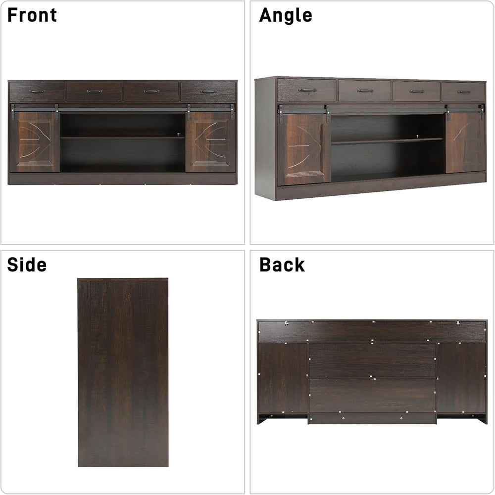 70” Large Buffet Sideboard Cabinet w/4 Drawer,Farmhouse Coffee Bar Cabinet Bu...