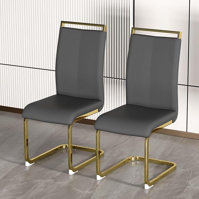 AZmac Modern Leather Dining Chairs Set of 4,Armless Kitchen Chairs,Dining Roo...