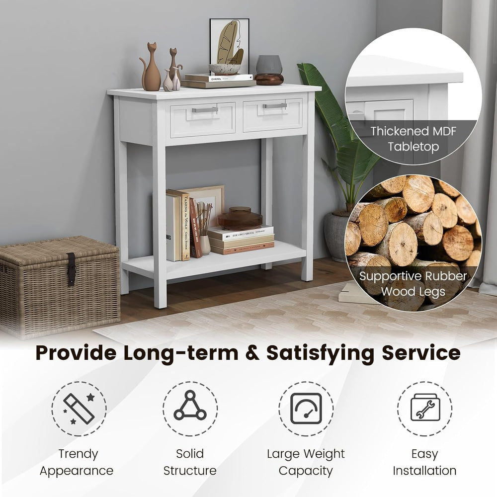 GOFLAME Small Console Table with 2 Drawers, 31” Entry Table with Storage Shel...
