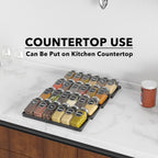 SpaceAid Spice Drawer Organizer with 24 Spice Jars, 386 Spice Labels, 4 Tier Seasoning Rack Tray Insert for Kitchen Drawers, 11.25" Wide x 17.5" Deep
