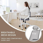 Ergonomic Swivel Task Chair High Back Home Desk Chair Computer Office Chair Mesh Rolling Work Chairs with Headrest and Lumbar Support Grey