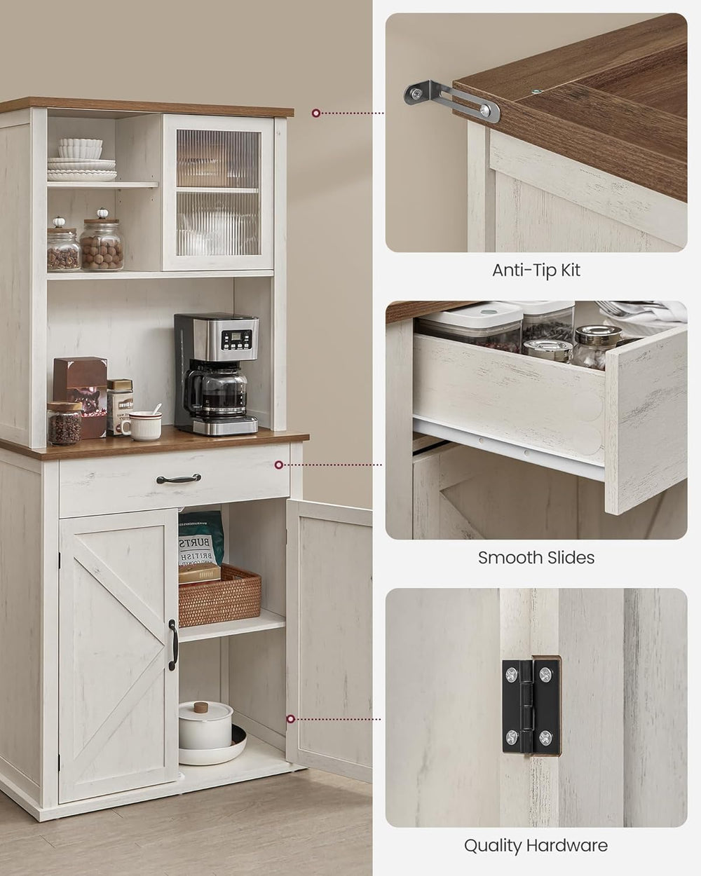 VASAGLE LIRY Collection - 71-Inch Tall Kitchen Pantry Cabinet with Lights and...