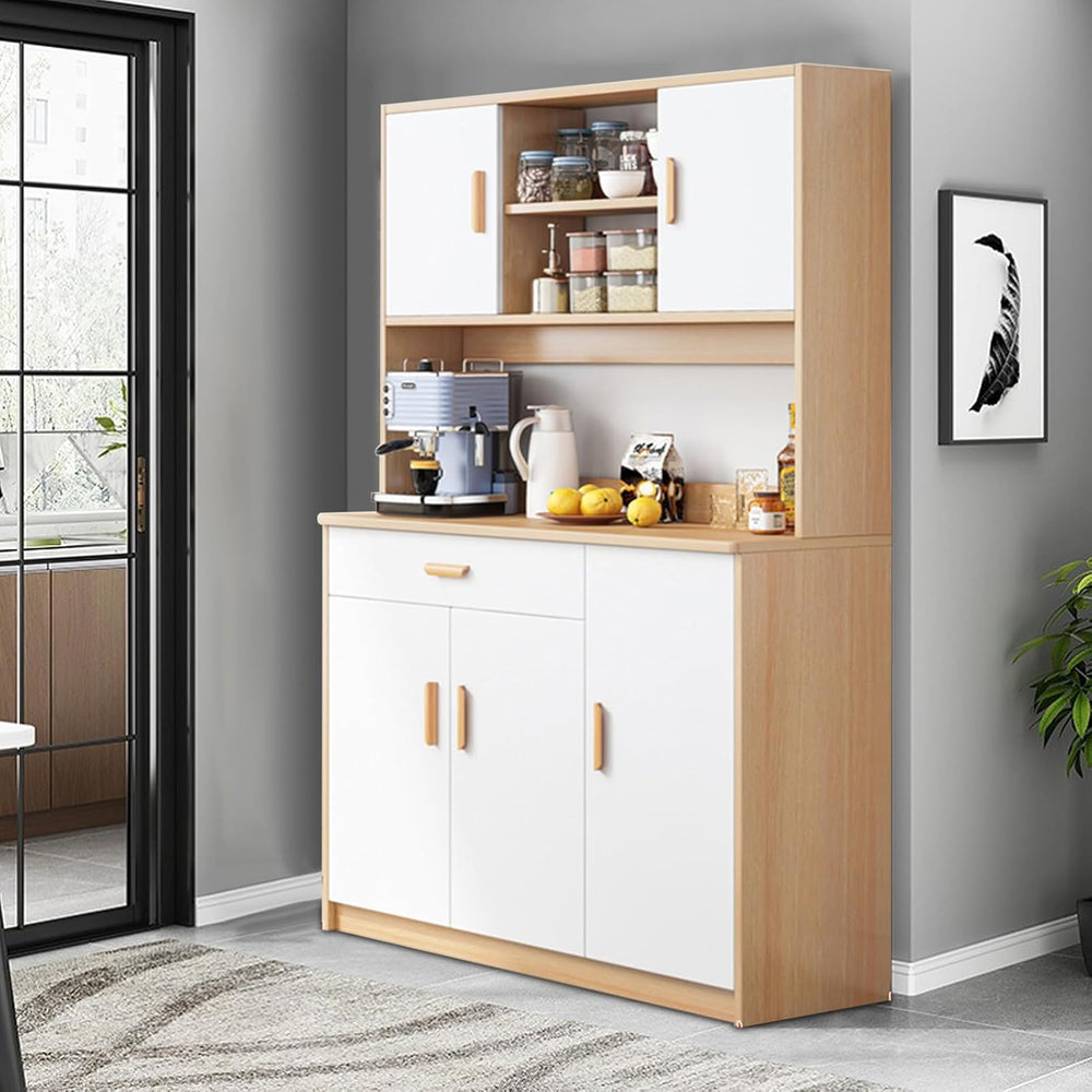 Freestanding Kitchen Pantry Cabinet, Hutch Cabinet with Storage, Tall Sideboa...
