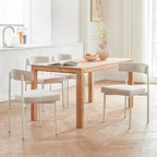 Beige Fabric Dining Chairs Set of 4, Armless Upholstered Kitchen Chair,Modern Dining Room Chair with Curved Backrest
