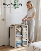 SOLEDI Laundry Hamper with Lid 130L Large & Tall Collapsible Laundry Basket, Clothes Hamper with Bag Removable Easy to Carry, Dirty Hampers for Bedroom, Bathroom, Dorm, College, Beige