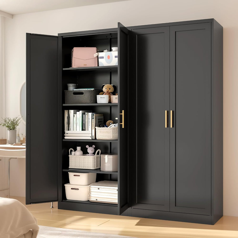 71" Tall Kitchen Pantry Cabinet, Metal Kitchen Pantry Storage Cabinet wi...