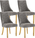 Dining Chairs Set of 4，Modern Channel Tufted Upholstered Dining Chairs with Golden Stainless Steel Legs, Comfortable Chenille Fabric Kitchen Chairs for Dining Room (Grey, 4pc)