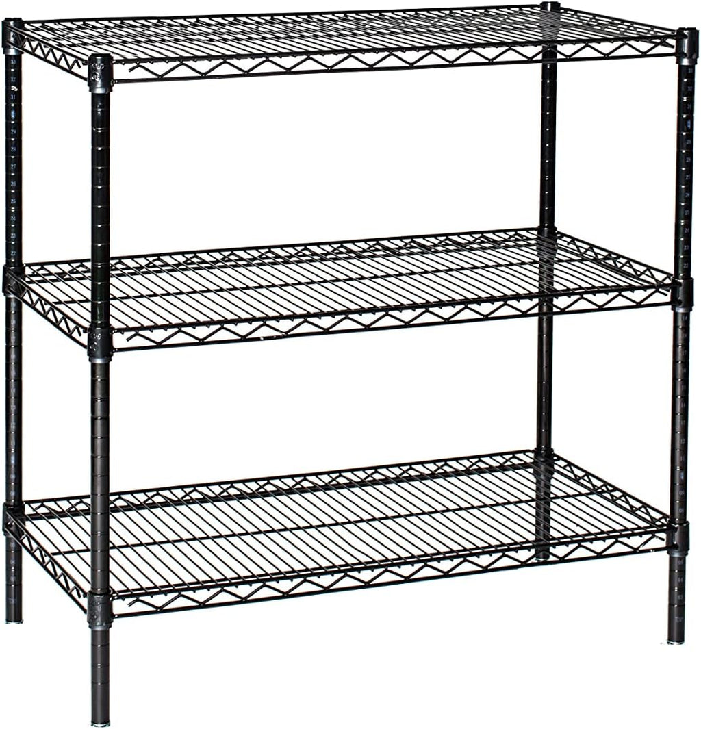 Omega 14" Deep x 42" Wide x 74" High 3 Tier Black Starter Shelving Unit