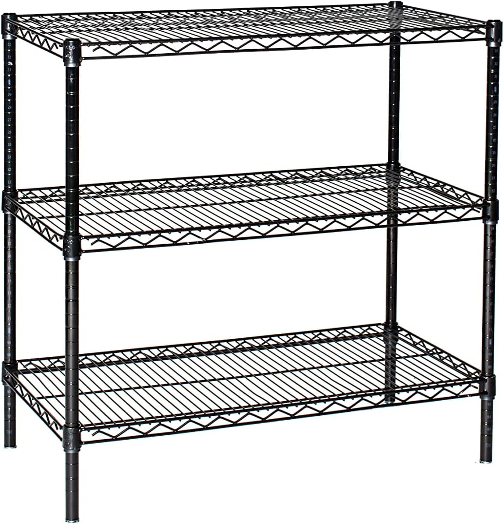 Omega 36" Deep x 60" Wide x 86" High 3 Tier Black Starter Shelving Unit