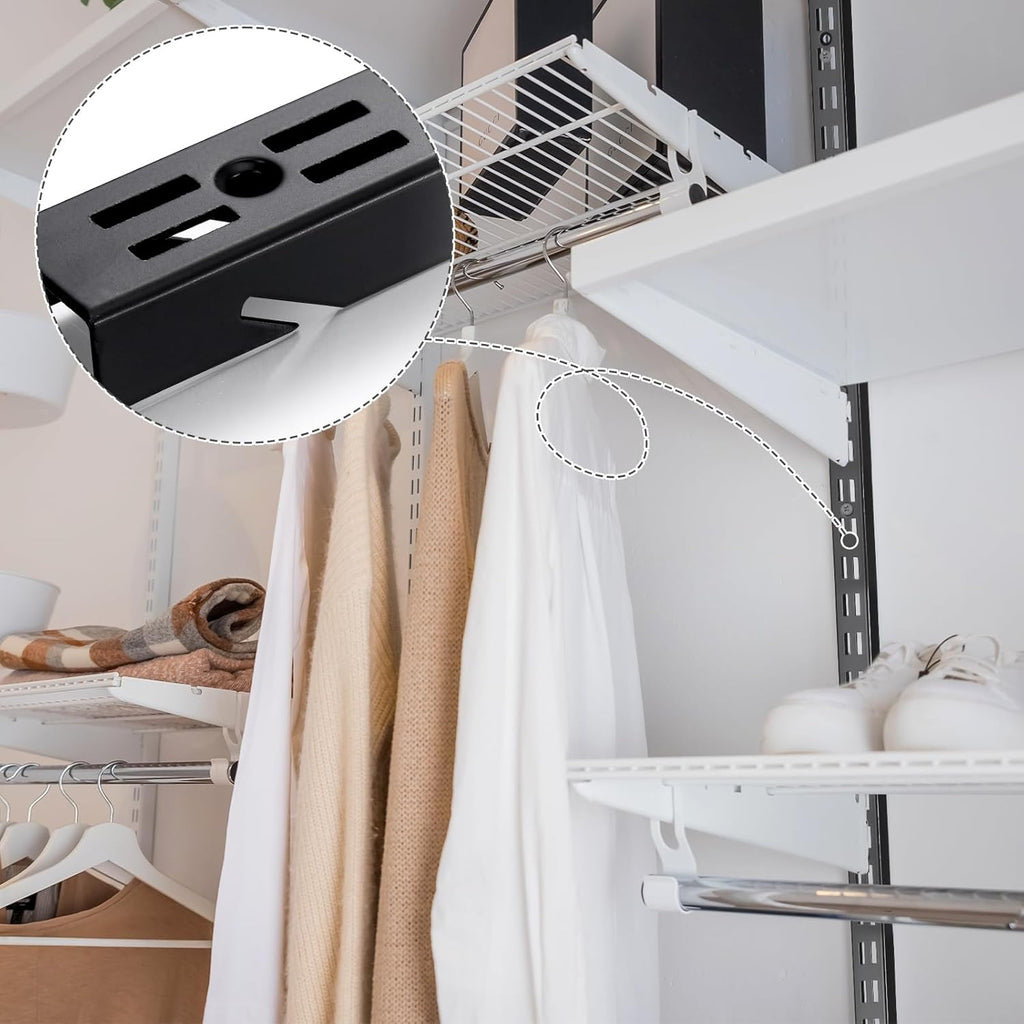 12 Pcs 47.5 Inches Shelf Rails Bracket Track Upright Closet System Hardware Adjustable Wall Standard Shelf Standards for Pantries, Linen Closets, Laundry Rooms, Utility Rooms (Black)