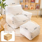 Cvortll Bean Bag Chair with Ottoman, Soft Fluffy Faux Fur Beanbag Chairs for Adults with Armrest and Memory Foam Fille, Lazy BeanBag Sofa with Footstool for Living Room, Bedroom, Apartment