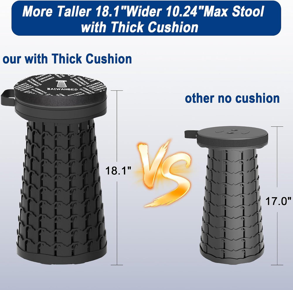 2026 Upgraded 46cm Collapsible Stool with Cushion, Maximum Loading 600 Pounds...