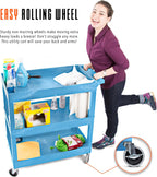 Stand Steady Tubstr 3 Shelf Utility Cart | Made in USA | Heavy Duty Tub Cart Holds Up to 300 lbs. | Storage Cart & Rolling Tool Cart for School, Office, Garage & Warehouse (32 x 24in / Blue)