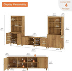 WAMPAT Modern TV Stand and Bookcase Set, Mid-Century Entertainment Center with Bookshelves and Cabinets for 75" TVs, Wood Media TV Console w/Adjustable Shelves for Living Room Bedroom, Oak Brown