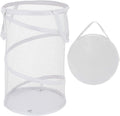 BATTOO Large Collapsible Laundry Basket Foldable Mesh Pop Up Hamper with Handles for Laundry Room, Bathroom, Kids Room, College Dorm, Travel, Storage Organizer White