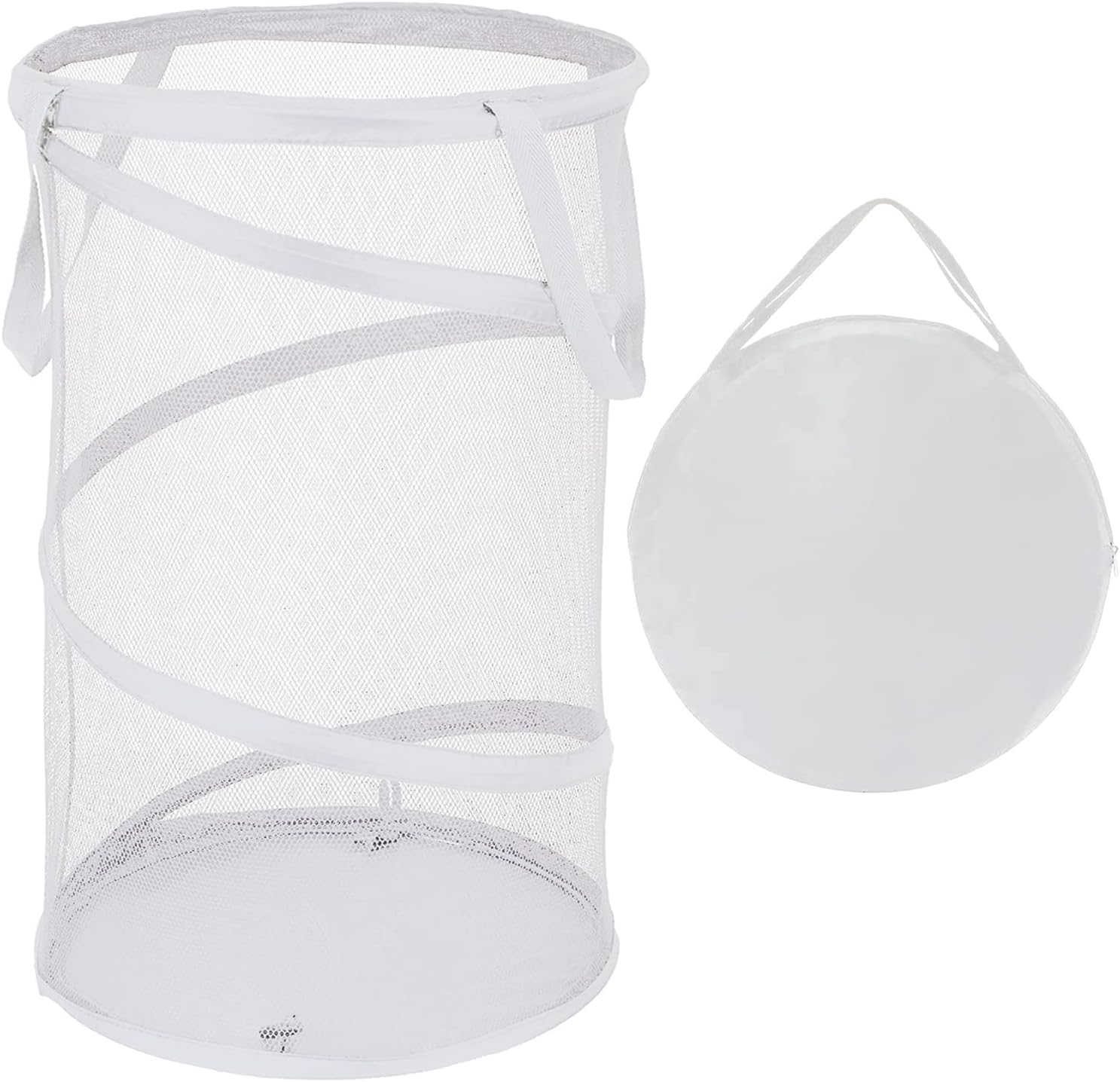 BATTOO Large Collapsible Laundry Basket Foldable Mesh Pop Up Hamper with Handles for Laundry Room, Bathroom, Kids Room, College Dorm, Travel, Storage Organizer White