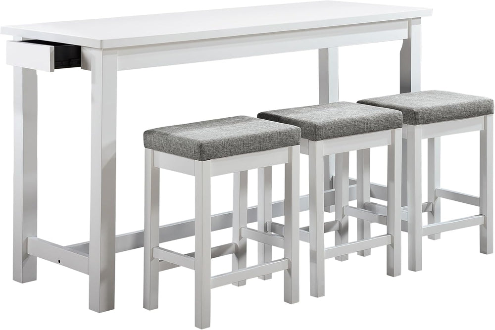 Lexicon 4-Piece Counter Height Table & Stool Sets with USB Ports, White
