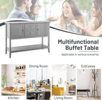 COSTWAY Buffet Sideboard, with 2 Wood Storage Drawers & Open Shelf, Console Table for Living Room Kitchen Dining Room Furniture (Grey)