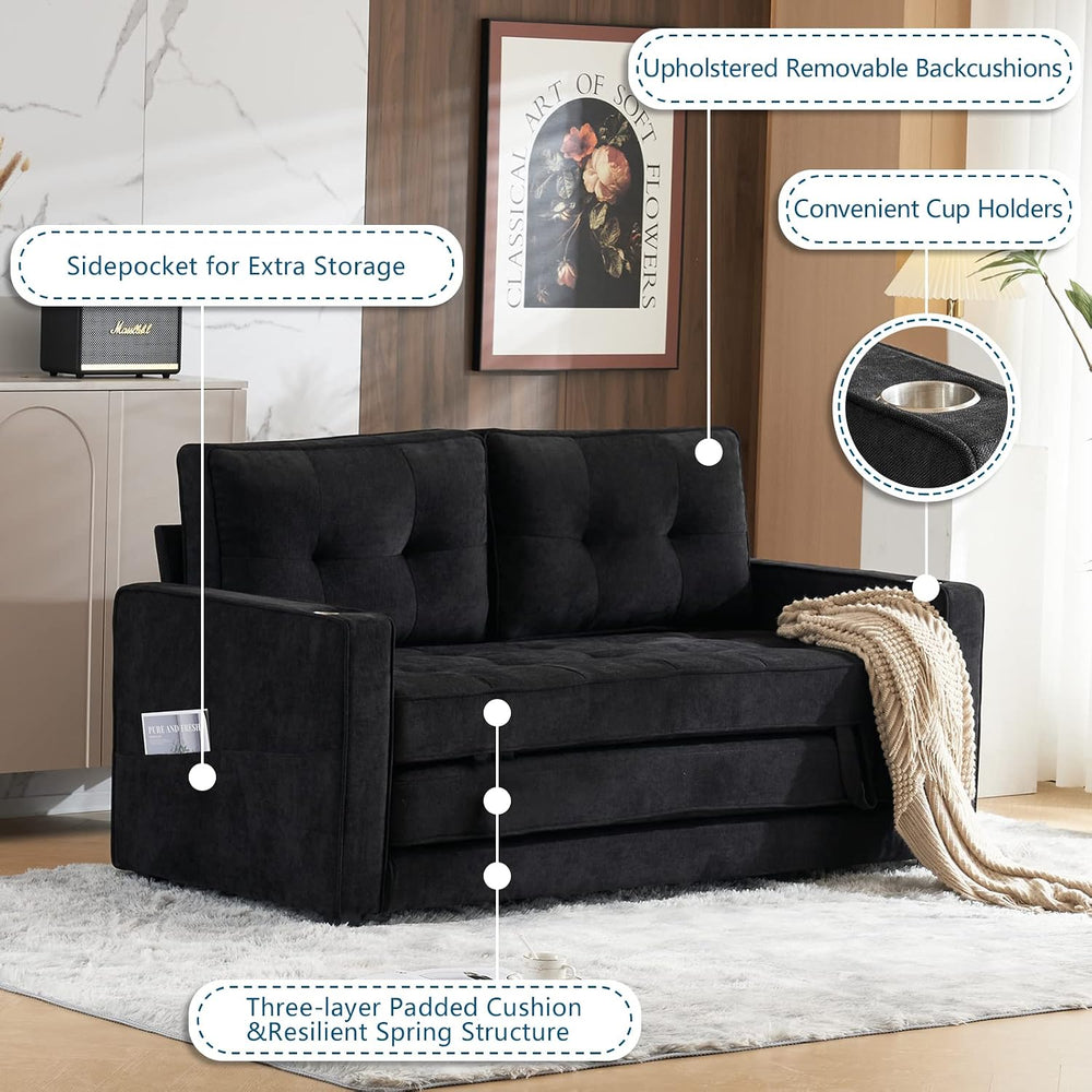 VINGLI Upgraded 64" W 84" L Full Size Futon Sofa Bed, 6" Thick...