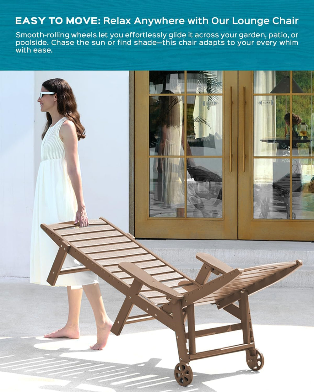 Ciokea Lounge Chair Outdoor, Oversized Chaise Lounge Chair with 5 Positions, ...