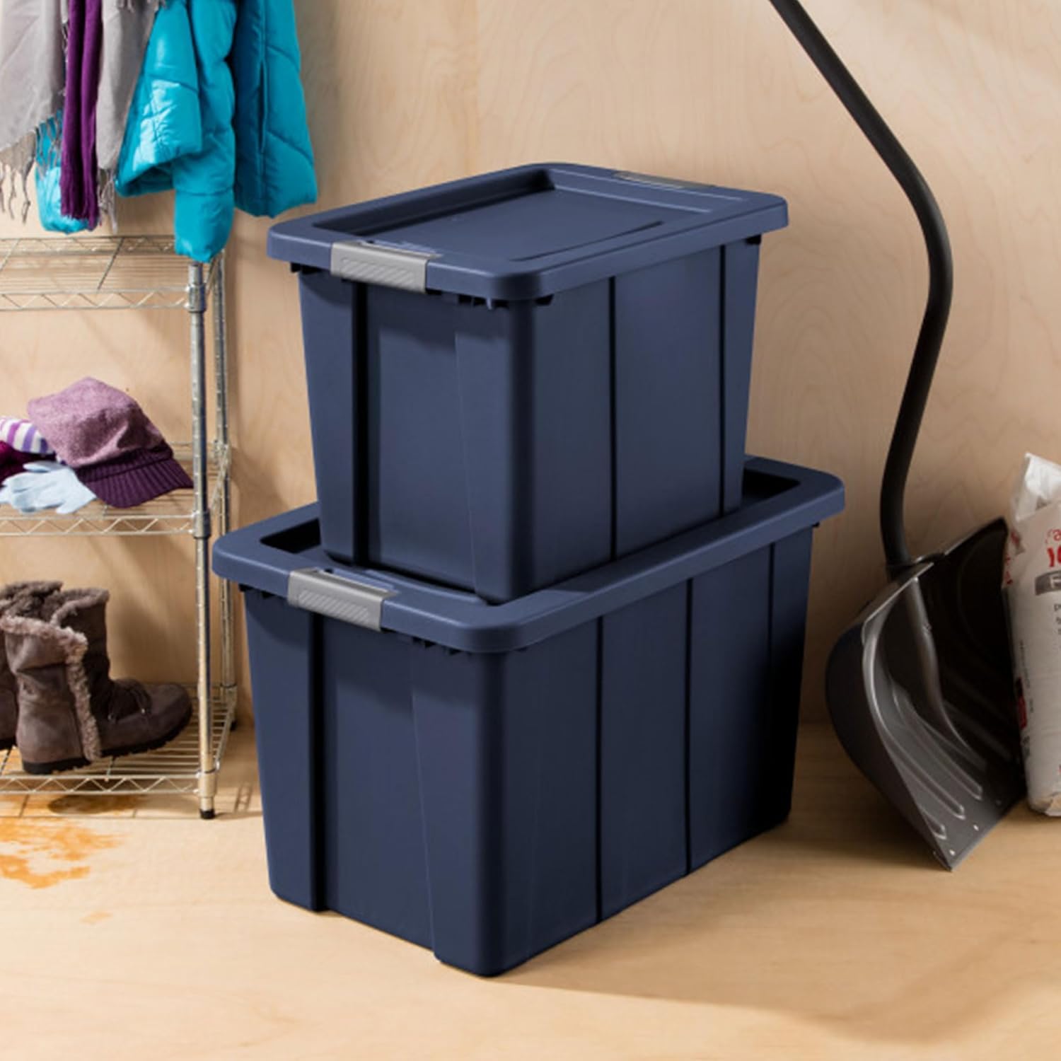 Sterilite 24-Pack Storage Bins with Lids, Heavy Duty Totes, Tuff1, 18 Gallon, Dark Indigo