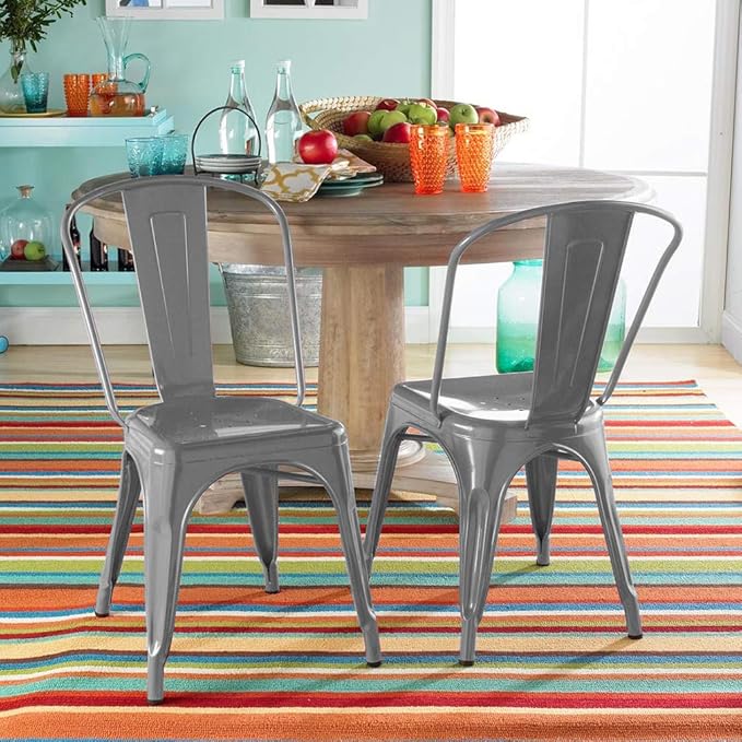 FDW Dining Chairs Set of 4 - Indoor/Outdoor, Metal, 18 Inch Seat Height, 330L...