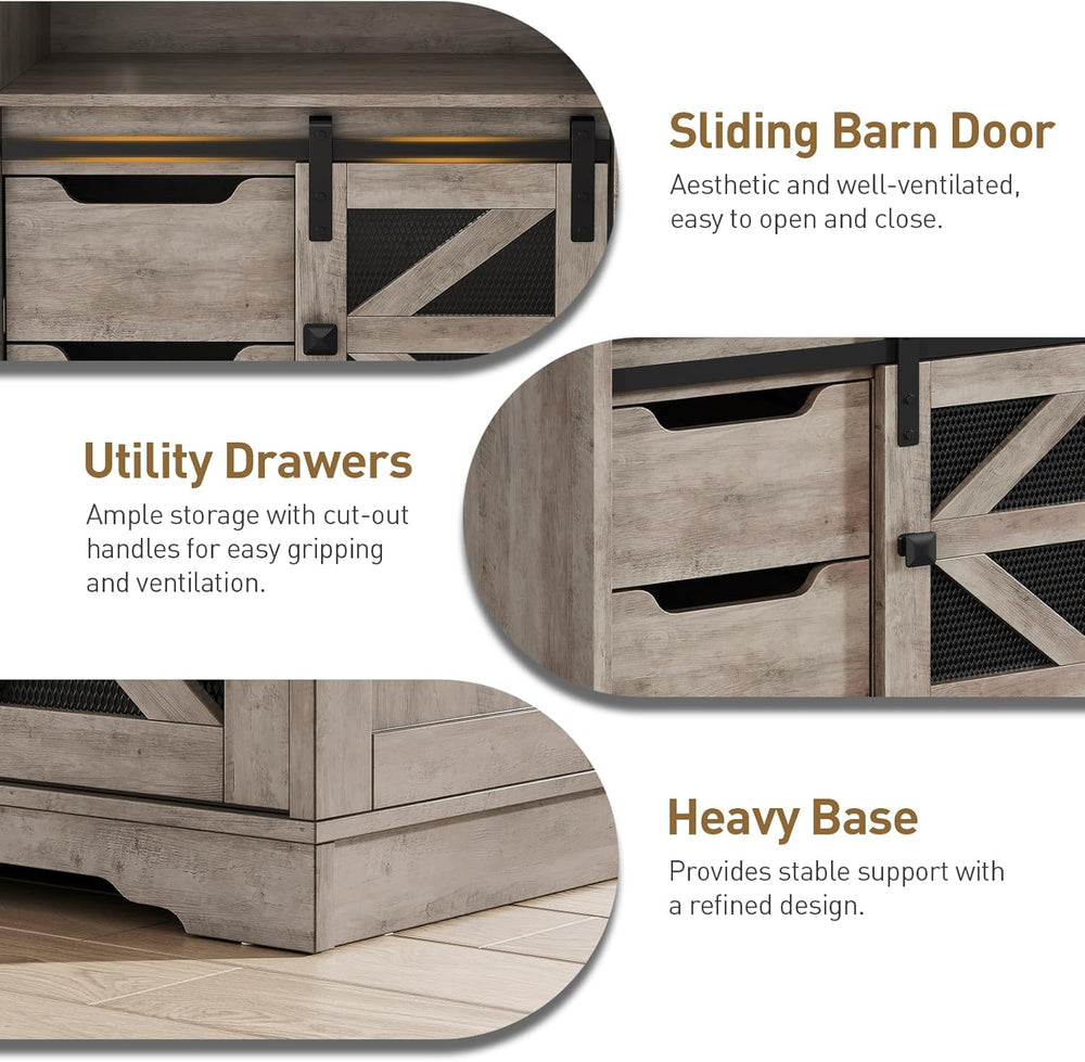 RALGEND Farmhouse End Table with Charging Station, Sofa Side Table with 2 Dra...