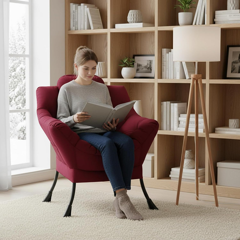 Welnow Lazy Chair for Living Room, Modern Reading Accent Chair with Armrests ...