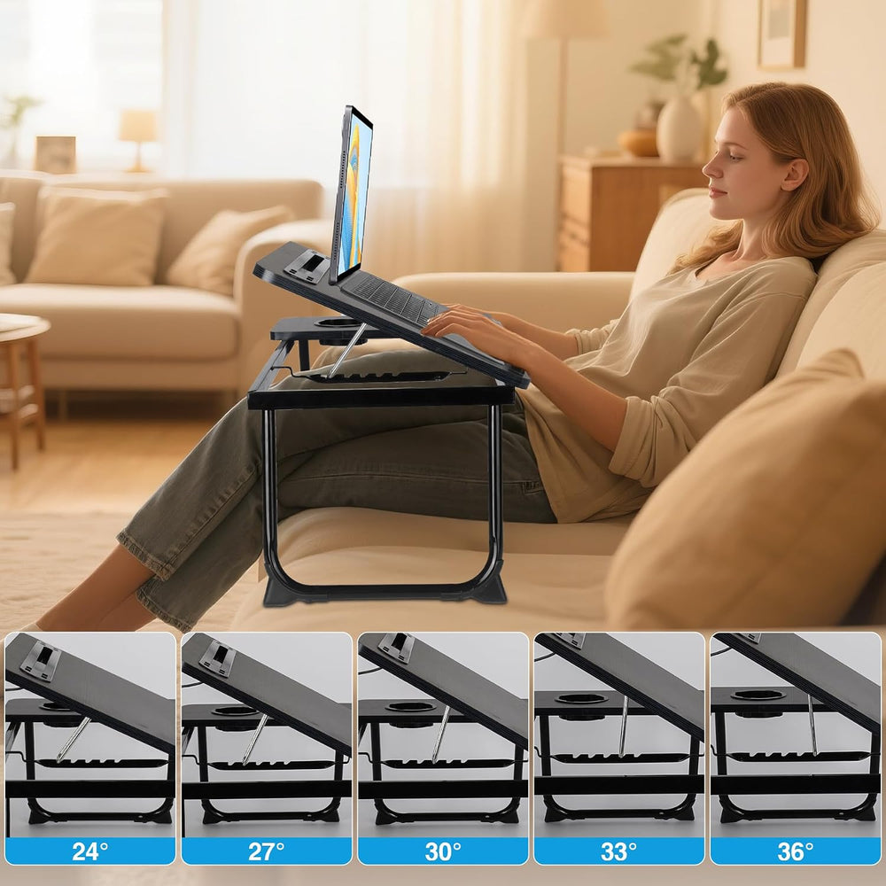 Laptop Bed Desk, Adjustable Lap Desk, Small Laptop Table with USB Charge Port...