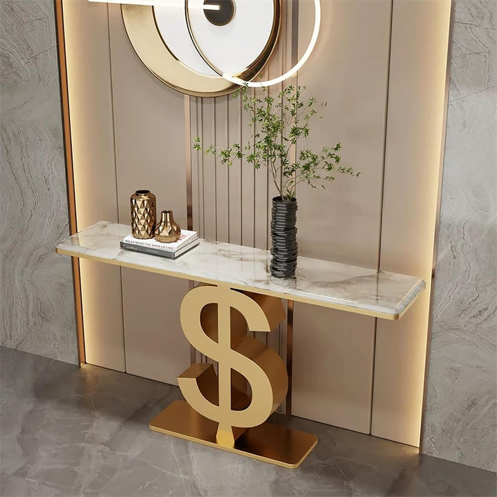 Modern Console Table with Rock Panel Narrow Long Entryway Table Contemporary ...