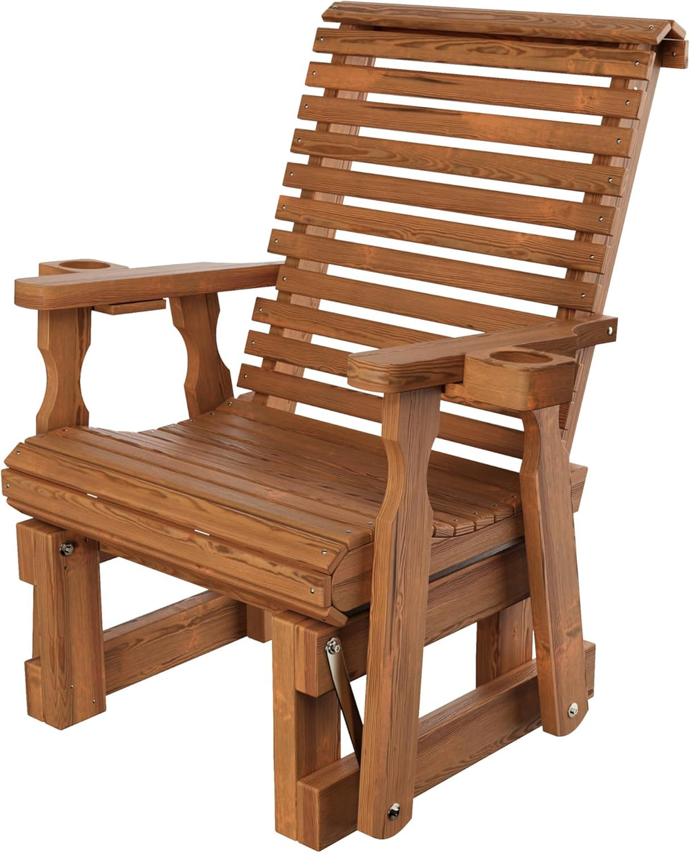 Amish Casual Heavy Duty 600 Lb Roll Back High Back Treated Glider Chair with ...