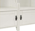 Crosley Furniture Fremont 2-Piece Hall Tree Entryway Set with Storage Cabinets and Coat Rack Hooks, Distressed White