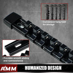AMM 6-Piece Socket Organizer，3/8 inch Drive ABS Tools-Socket Holder，Heavy Duty Socket Racks，Premium Quality Socket Clip Rail Holder，The best tool trays in the garage