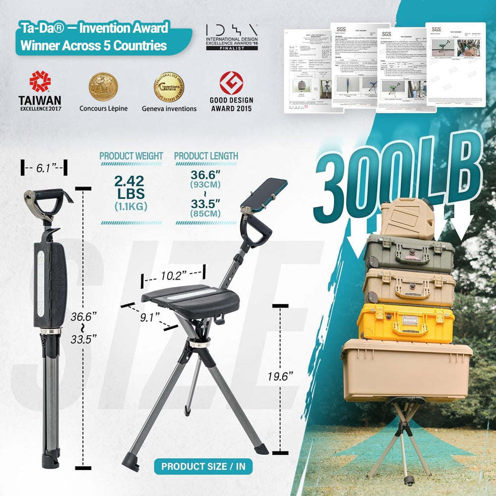 STEP2GOLD Ta-Da Chair Series 2 PRO, Portable Trekking Hiking Pole, Folding Wa...