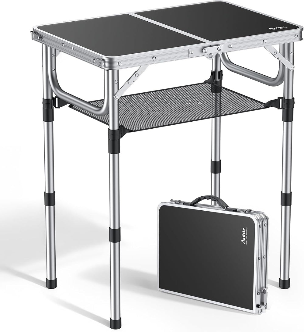 Anbte Folding Camping Table, 24"X 16" Adjustable Height Small Foldi...