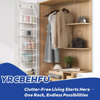 6-Tier Over The Door Hanging Organizer - Multi-Purpose Closet Storage Shelf for Bathroom, Bedroom, Nursery, Pantry(White)