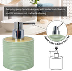 CERBIOR Bathroom Accessories Set 6 Piece Bamboo Bath Ensemble Includes Soap Dispenser, Toothbrush Holder, Toothbrush Cup, Soap Dish for Decorative Countertop and Housewarming Gift, Sriral Green