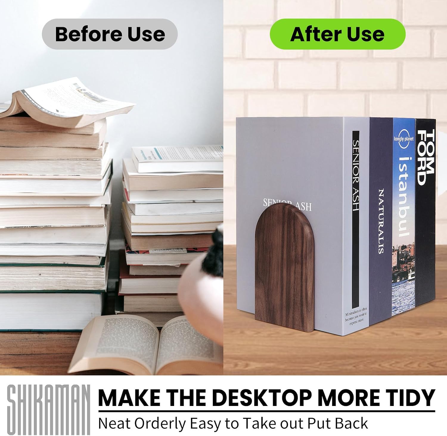 Book Ends,1 Pair Bookends Wood Book Ends Universal Economy Bookend
