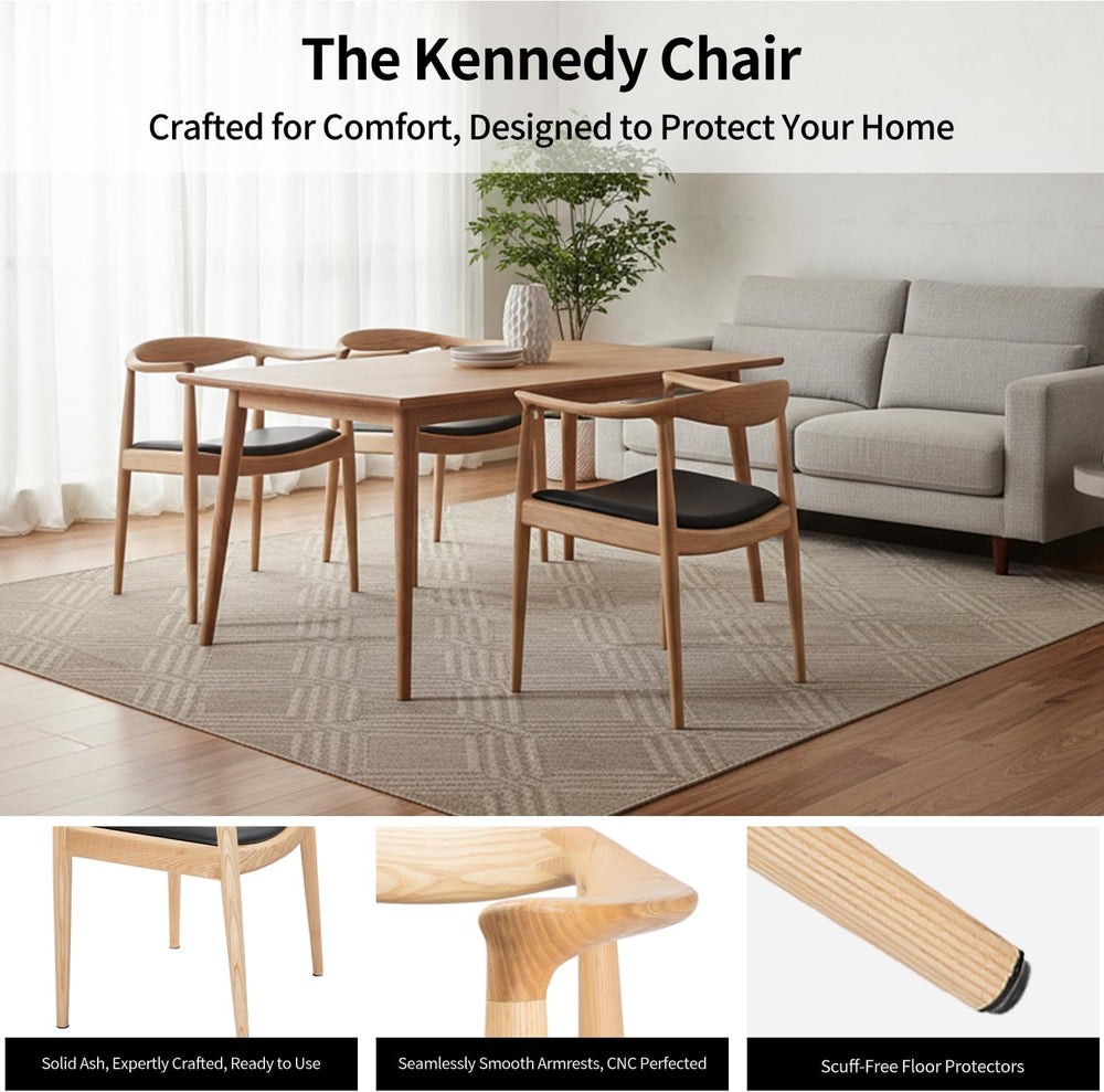 Tomile Kennedy Armchair, Mid Century Modern Dining Chairs (Natural) | Solid A...
