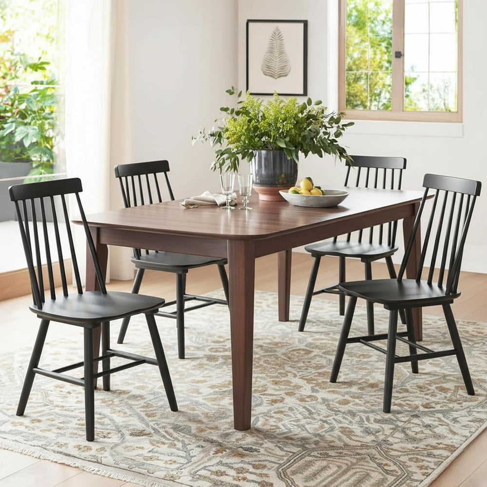 Black Wood Dining Chairs Set of 4, Windsor Farmhouse
