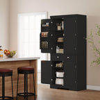 Kitchen Pantry Storage Cabinet, 72 Inches Freestanding Food Pantry Cabinet with Drawer, Modern Wood Cupboard with 6 Door Shelves and 4 Adjustable Shelves for Ding Room, White