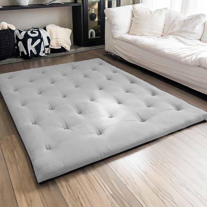 ZonLi Japanese Floor Futon Mattress Full Size 54"x 80",100% Cotton Cover 2.5'' Thicken Tatami Mattress,Foldable Sleeping Pad,Portable Dormitory Tatami Mat,Roll Up Floor Lounger Bed for Adult