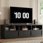 IDEALHOUSE 70 inch TV Stand for 80" TVs, Mid Century Modern Entertainment Center with Storage Drawer & Open Shelves, Wood Media Console Cabinet for Living Room/Bedroom, Black