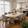 Upholstered Dining Chairs Set of 8, Mid Century Modern Dining Kitchen Chairs with Solid Wood Legs & Fabric Backret for Kitchen and Dining Rome, Brown
