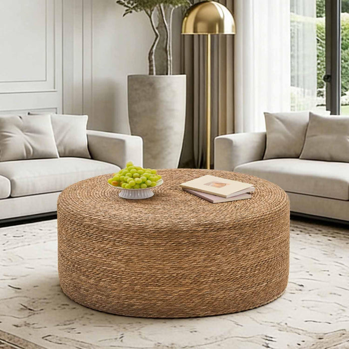 30'' Round Seagrass Wicker Coffee Table