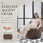 COLAMY Swivel Accent Chair Set of 2, 360° Swivel Round Chair with Hidden Storage, Modern Small Barrel Armchair for Living Room/Bedroom, Brown
