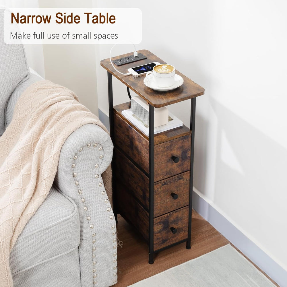 LOAKEKEL Narrow End Table Living Room with Charging Station