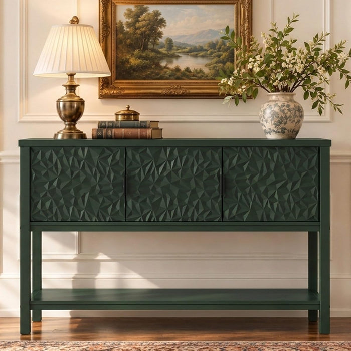 Console Table with Storage, Entryway Sofa Table with Storage and Shelf, Modern Foyer Table, Accent Kitchen Buffet Sideboard Coffee Bar for Dining, Living Room (47 Inch Green)